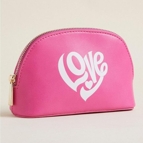 ❤️VINTAGE TORRID COSMETIC MAKEUP BAG LOVE PINK FAUX LEATHER ACCESSORY POUCH - Picture 3 of 8